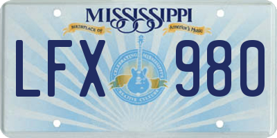 MS license plate LFX980