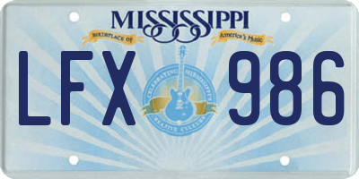 MS license plate LFX986