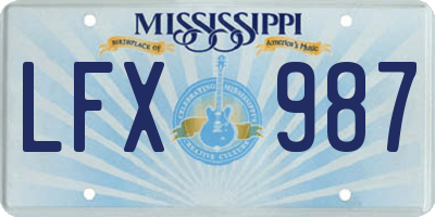 MS license plate LFX987