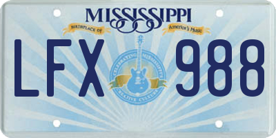 MS license plate LFX988