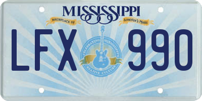 MS license plate LFX990