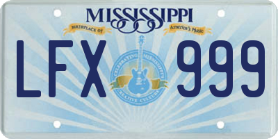 MS license plate LFX999