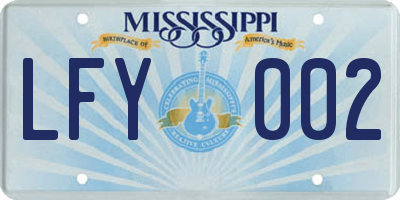 MS license plate LFY002