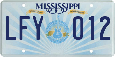 MS license plate LFY012