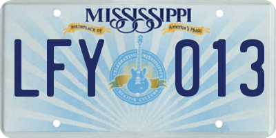 MS license plate LFY013