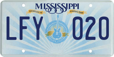 MS license plate LFY020