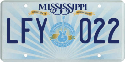 MS license plate LFY022