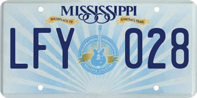 MS license plate LFY028