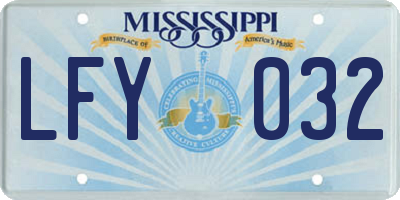 MS license plate LFY032