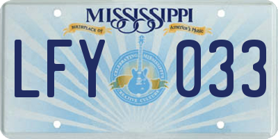 MS license plate LFY033