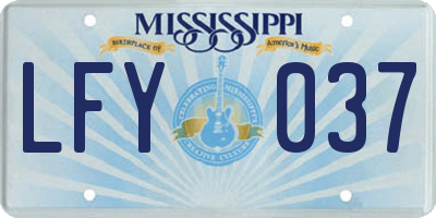 MS license plate LFY037