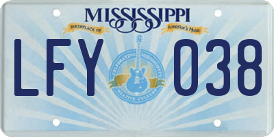 MS license plate LFY038