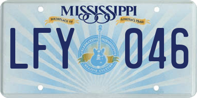 MS license plate LFY046