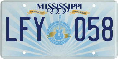 MS license plate LFY058
