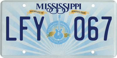 MS license plate LFY067