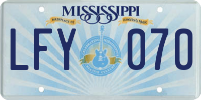MS license plate LFY070