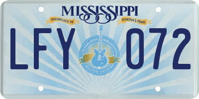 MS license plate LFY072