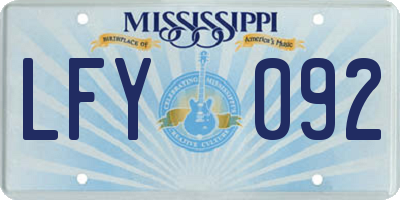 MS license plate LFY092