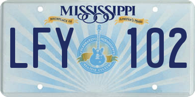 MS license plate LFY102
