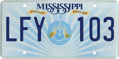 MS license plate LFY103