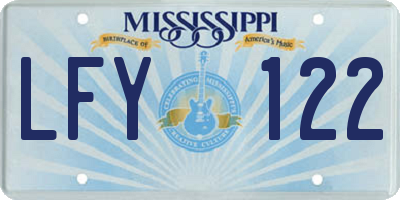 MS license plate LFY122