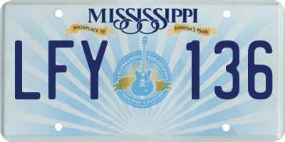 MS license plate LFY136