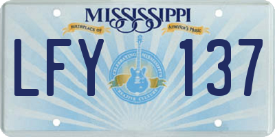 MS license plate LFY137