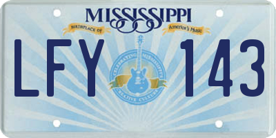 MS license plate LFY143