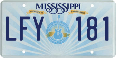 MS license plate LFY181