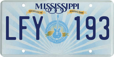 MS license plate LFY193