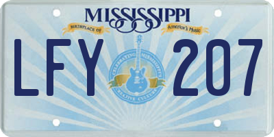 MS license plate LFY207