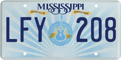 MS license plate LFY208
