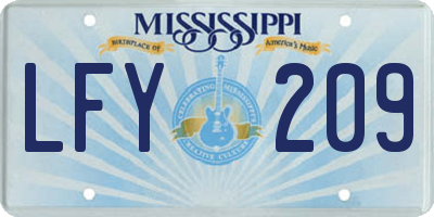MS license plate LFY209