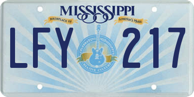 MS license plate LFY217