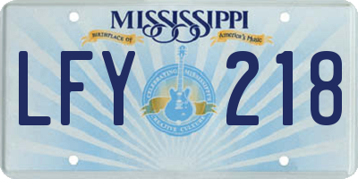 MS license plate LFY218