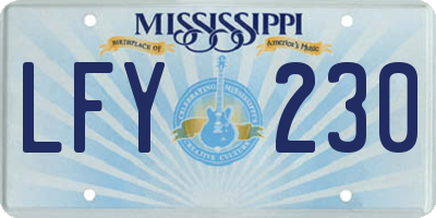 MS license plate LFY230