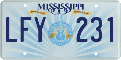MS license plate LFY231