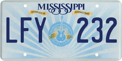 MS license plate LFY232