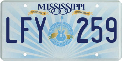 MS license plate LFY259