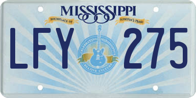 MS license plate LFY275