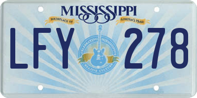 MS license plate LFY278