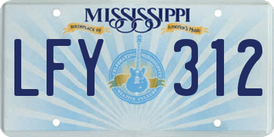 MS license plate LFY312