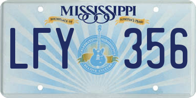 MS license plate LFY356