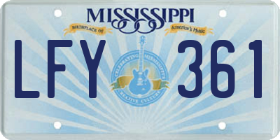 MS license plate LFY361