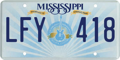 MS license plate LFY418