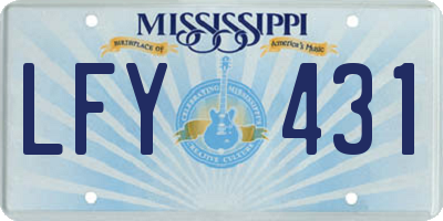 MS license plate LFY431