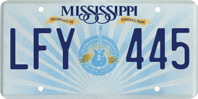 MS license plate LFY445