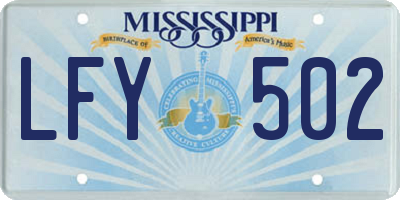 MS license plate LFY502