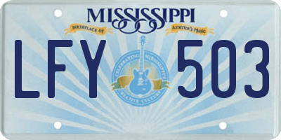 MS license plate LFY503