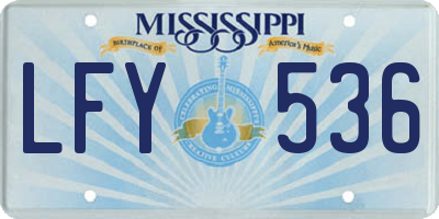 MS license plate LFY536